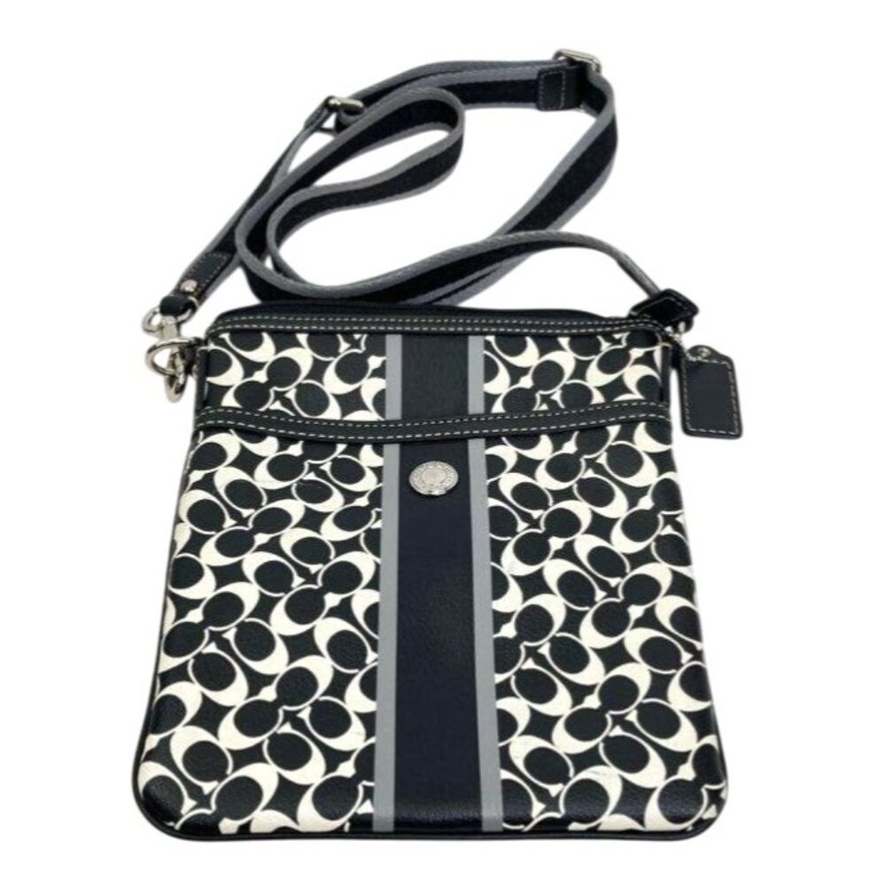 Coach Signature Leather Crossbody Bag With‎ Adjustable Strap